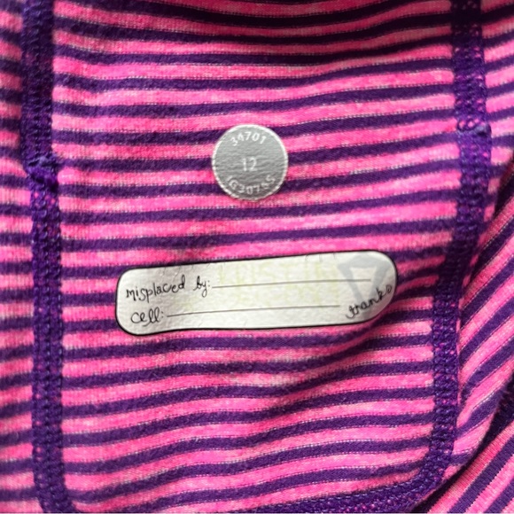 Ivivva Run Your Heart Out Pullover 1/2 Zip Pink Purple Surge MVP Stripe Sz 12 - Picture 5 of 12